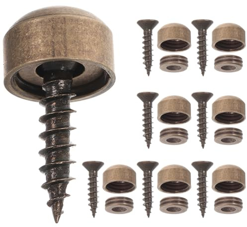 TEHAUX Zierschrauben für Holz mit Abdeckkappen, 8 Stück, 9 mm Durchmesser, Vintage Antike Spiegel-Schrauben Abdeckung – Spiegel, Möbel, Schilder und Wanddeko, Rostfrei