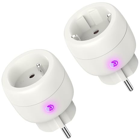 UCOMEN Prise Connectée WIFI,Mesure Consommation Electrique,16A Wattmetre Prise Intelligente Compatibles avec Alexa, Google Home, Smart Life APP,TYPE E Prise,Lot de 2 Prise