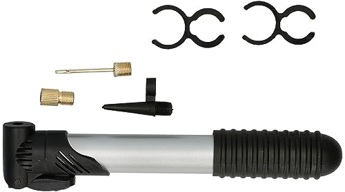Doratex Fahrradpumpe Ballpumpe mit Rahmenbefestigung und 3 Ventilen 20cm sehr leicht Mini Luftpumpe für alle Ventile geeignet