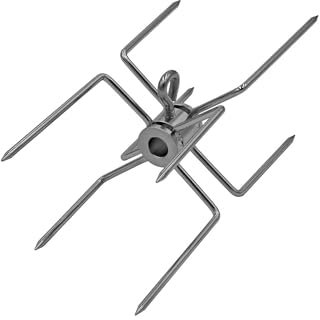 Grillfürst Edelstahl Vierfach-Fleischklammer - Universal Fleischnadeln für Grillspieß und Rotisserie, Drehspieß-Zubehör zur Fixierung von Grillgut, mit Feststellschraube