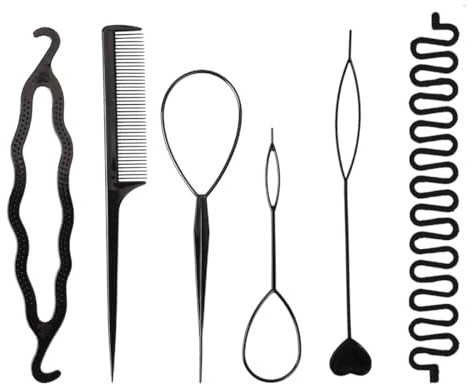 6 pezzi Kit per lo styling della coda della treccia dei capelli in plastica magica Strumento per clip per creatore di trecce di coda