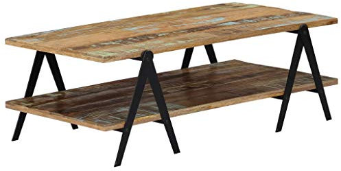 BUKSCYJS Couchtisch kleine Zimmer, Sofatisch, WohnzimmertischCouchtisch 115x60x40 cm Altholz MassivFür Wohnzimmer, Schlafzimmer, Büro, Eingang, Korridor
