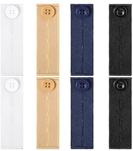 salbsever 8 Stück Hosenbunderweiterung Elastische Taillenverlängerungen, 2,7 x 9 cm Hosenerweiterung Schwangerschaft, Hosenbund Verlängerung Herren Einstellbar Knopfverlängerung für Jeans, Hosen