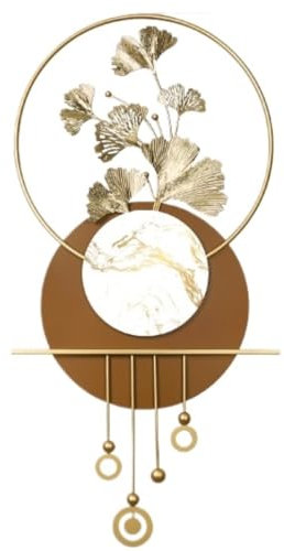 Wandskulpturen Wanddeko Wandornament Moderne Wanddekoration Aus Metall, Großes Ginkgo-Blatt, 3D-Wanddekoration, Kreative Geometrische Runde Wanddekoration Für Esszimmer Wandschmuck Wanddekoration