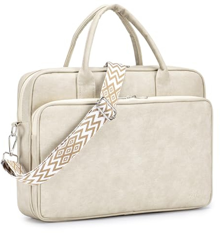 SUCIKORIO Maletin Ordenador Portatil Mujer 15,6 Pulgadas, Cuero Impermeable Bolso Portatil Mujer Bolso Trabajo Portadocumentos Grande Maletin Profesora para Universidad, Viajes, Trabajo, Negocios