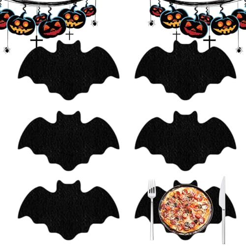 Tischsets Halloween 6 Stücke Platzsets Abwaschbar Geformte Filz Tischset Hitzebeständige Matte Geeignet für Tischdekoration
