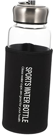 Hoement Bouteille D'eau Portable 1000 Ml en Verre Résistant la Chaleur, Étanche et Légère, pour Bureau Sport Randonnée Voyage, Bouteille Réutilisable Pratique et Élégante