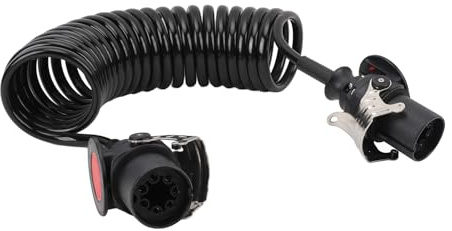 Yctze Cable de Remolque en Espiral de 7 Vías ABS Rendimiento Mejorado Resistente Al Agua a Prueba de Polvo Cable de Bobina de Energía Eléctrica para Vehículo Remolcado RV