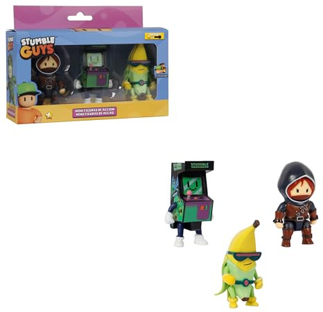 Bizak Stumble Guys 64113003-3 - Set di 3 action figure da collezione, 8 cm, diversi personaggi da collezione, licenza ufficiale per videogiochi di demolizione, per adulti fan e ragazzi o ragazze