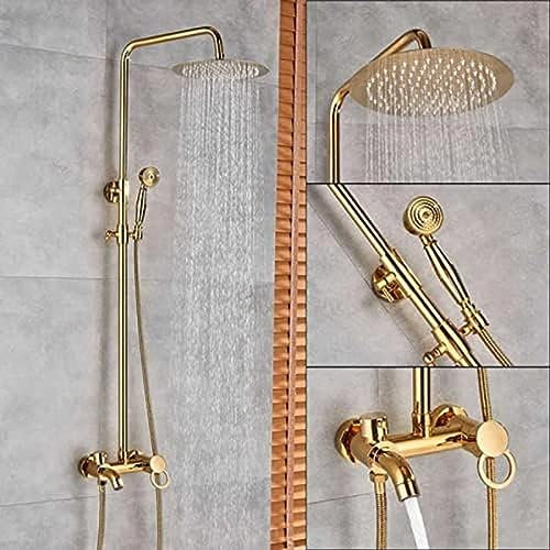 Ensemble de robinet de douche de luxe doré avec douchette murale élégante pour salle de bain colonne de pluie