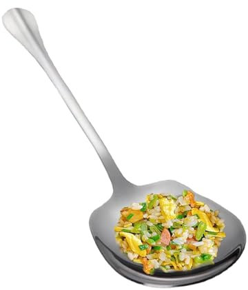 Arroz Con Cuchara Grande De Acero Inoxidable - Servidor De Arroz Ergonómico, Utensilio Para Servir De Acero Pulido | Cuchara De Metal Duradera, Herramienta De Cocina Para Cocinar, Hornear Y Rociar, Re
