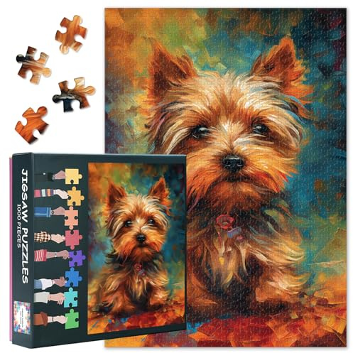 Yorkshire Terrier 1000 Piece Puzzle for Adults, Dog | 1000-piece jigsaw with poster & lettered backs; for dog lovers, family night, or wall art. Finished size 27.5x19.7 in