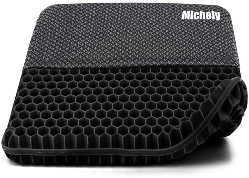 Cojin de gel,Cojín antiescaras,Cojin silla oficina-Cómodo y transpirable, con funda desmontable antideslizante, es la opción ideal para oficina, automóvil y silla de ruedas (Schwarz, 42*38*4)