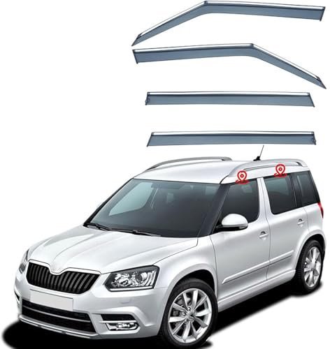 DILIDULU 4 Stück Windabweiser Autofenster für Skoda YETI MK1-5L 2009-2015 2016 2017, Seitenfensterabweiser Langlebig Robust Auto Zubehör