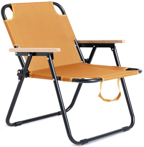 AlpineAura Campingstuhl Faltbar, Klappstuhl Camping, Camping Stuhl mit Armlehnen,150 KG Belastbarkeit Faltstuhl Angelstuhl Gartenstuhl campingstühle, für Garten Balkon Strand (Orange)