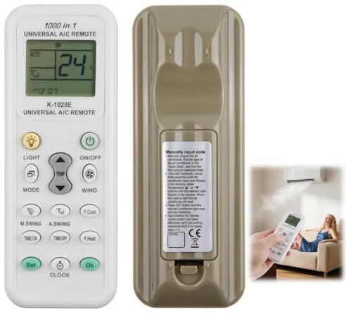 Telecomando Universale per Condizionatore d'aria con Display a LED - 1000 in 1 A/C Controller di Ricambio Compatibile con LG Gree Midea Toshiba Samsung Haier Panasonic Daikin Hitachi Sharp Bosch e