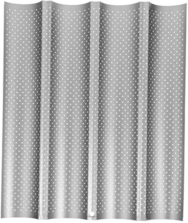 ULTECHNOVO Teglia Per Pane Antiaderente in Acciaio Al Carbonio 4 Scomparti Microforata, Teglia Da Forno Per Baguette Francesi Per Panificazione Domestica e Professionale