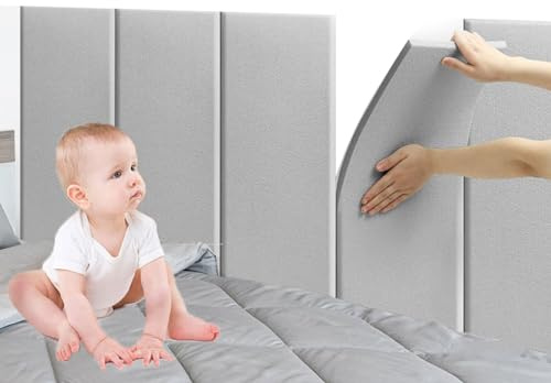 Wandpaneele Gepolstertes 3D-Wandkissen, selbstklebend, 5 Stück, Kopfteil, Wandkissen, Bett, Wandkissen, Kinderzimmer, hochdichter Plüsch, 30 x 60 cm, weich und bequem (Farbe: Grau)