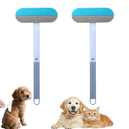 2 Stück Tierhaarentferner Multifunktion Langen Griff, 3 In 1 Pet Hair Remover, Tierhaarentferner Hunde Kleiderbürste, Katzenhaarentferner Kleidung Katzenfellbürste Fusselbürste Tierhaare (Blau)