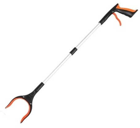 FEITAOOZ Pinzas Extensibles, Pinza Recoger Basura, Plegable Largo, con imán de Fuerte sujeción, para Uso en Exteriores e Interiores(Orange)