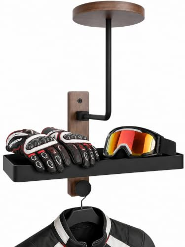 motofans Helmhalterung Wand, Motorrad Garderobe, Motorradhelm Halterung Wand, Geschenke für Motorradfahrer Fußball Taktische Ausrüstung Geeignet, Hergestellt aus Edelstahl und Holz