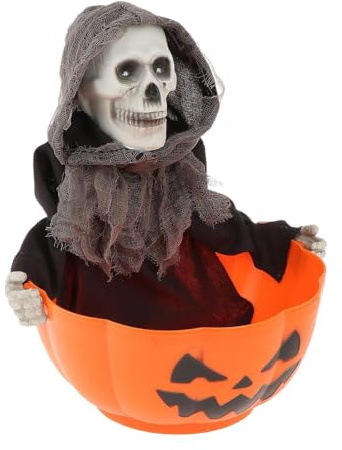 Halloween Bonbonschale, Halloween Deko Animierte süßigkeiten Schale Korb Halter, Skelett-Bonbonschale, Handdekoration, Requisiten mit Augen, Geräusch, Horror-Party, Zuhause, Bar, Tischdekoration
