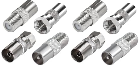 8-teiliges F-Typ-auf-Koaxialadapter-Set für Satelliten-, Antennen-, Antennenkabel, kompatibel mit TV, Router, Modem, Satellitenempfänger, Audio-/Video-Ausrüstung