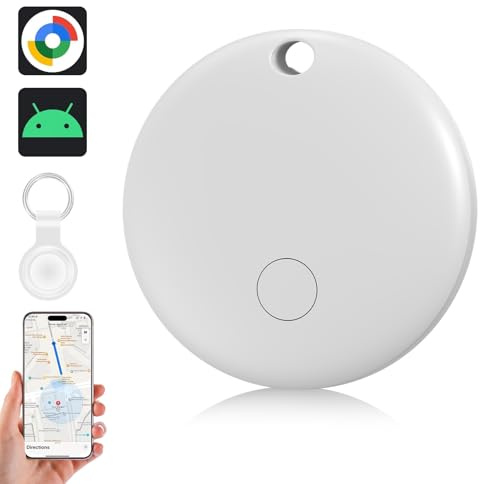 Smart Tag, Localisateur d'objets Compatible avec Android, Traceur Bluetooth avec Housse de Protection en Silicone pour Valises/Portefeuilles/Clés/Sacs/Bagages (Blanc, 1 Pack)