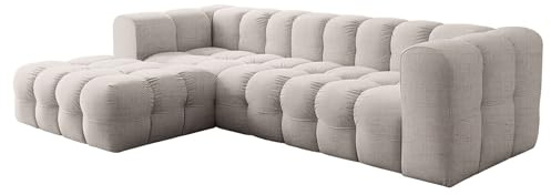 Baloo L Ecksofa – modernes Design & Komfort mit hochwertiger HR-Schaumstoff-Polsterung - Stoff Moly (Creme, Links)