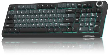 SOLAKAKA KI99 Pro Wireless Mechanical Keyboard with Quiet Switch, Hot Swappable Pre-Lubed Switches with RGB Backlit, Gasket Structure Computer Gaming Keyboard (BlackBlue, Silent Switch)