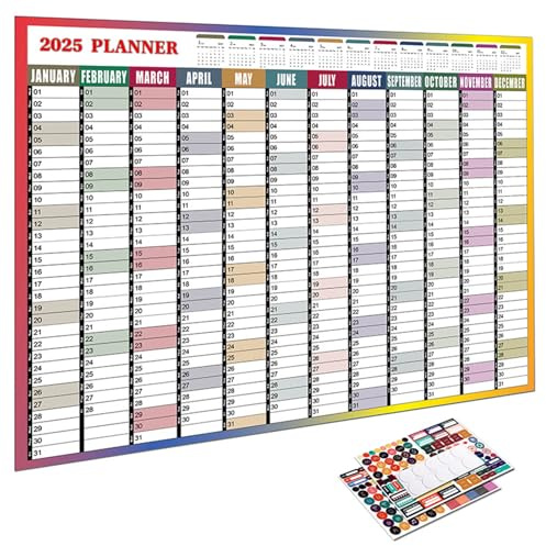 Jahreskalender 2025, Wandplaner, Jahresplaner von Januar bis Dezember Home Large