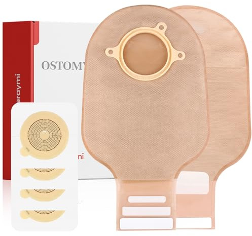 Lot de 22 sacs de colostomie sacs de drainage deux pièces sac d'ostomie pour iléostomie et soins de stomie, 60 mm Max (16 sacs + 6 barrières)
