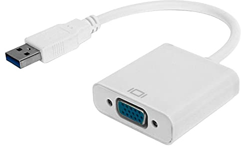 Annadue Convertidor USB a VGA, Adaptador de Vídeo HD 1080P de 5 Gbps con Puerto Hembra de 15 Pines, Modos de Visualización Múltiple, sin Alimentación Externa, para Pantalla (White)