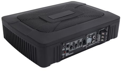 OVAQUIXI Subwoofer Alimentato Sotto il Sedile, Design Compatto, Amplificatore Integrato, Uscita RMS da 150 W per Audiofili dell'auto