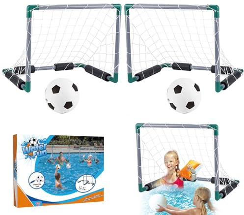 Fútbol de piscina, juego de fútbol acuático, de piscina flotante refrescante, incluye 2 porterías, 2 pelotas y 1 bomba, juegos interactivos de verano para padres e hijos para adultos y familia