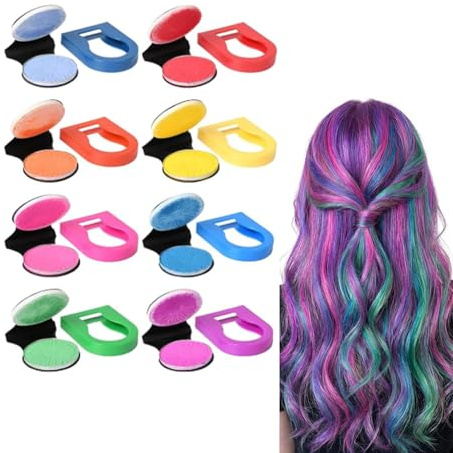 8 Colors Hair Chalk for Girls, Temporary Hair Dye Compact Set, Washable Vibrant Hair Color for Kids, DIY Hair Chalks Gift for Birthday, Halloween, Cosplay, Christmas Party,