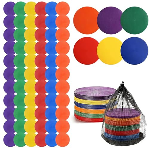 CISSIYOG 60 Stück Markierungsscheiben, 15 cm rutschfeste Training Marker | mit Schwarzer Netztasche, Sportmarker Set für Fußball, Gymnastik, Handball, Basketball und Sportplätze