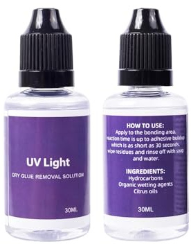 UV Lamp Hair Extension Glue Remover, 2 Pack 30ml Clear Adhesive Remover for Lace Wig, Keratin Bond & UV Glue, Fast Gentle Removal No Residue 2 Pack