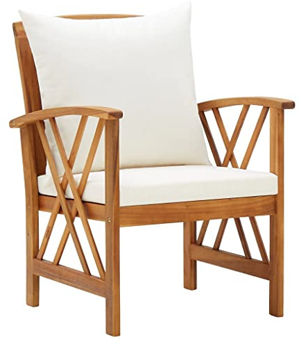 HFMDRMU Akazienholz Gartenstühle mit Kissen 2 STK., Massivholzstühle mit Polster für Terrasse, stabiles Holzstuhl Set für Garten und Veranda