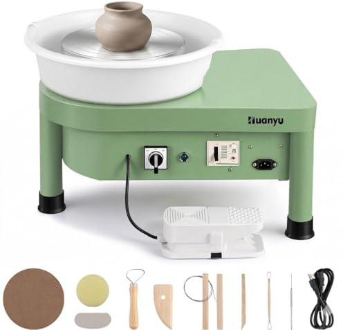 Huanyu Keramik-Maschine mit Fußpedal, 25cm, elektrische Töpfermaschine mit abnehmbarem Becken, für Töpferstudio, Töpferei, Heimwerken, Töpferei, Schule