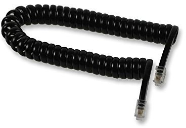 Replacement Telephone Handset Cords Coiled Cable (1 metre, Black) 30cms coiled