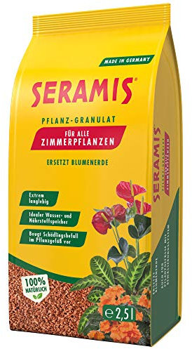 Seramis Pflanz-Granulat für alle Zimmerpflanzen, 2,5 l – Pflanzen Tongranulat, Blumenerde Ersatz zur Wasser- und Nährstoffspeicherung,Gelb
