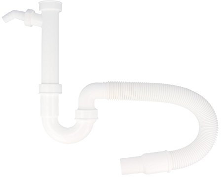 tecuro Geruchsverschluss 1 1/2 Zoll für Wandanschluss Ø 40/50 mm, mit Geräteanschluss für Ablaufschläuche Ø 19-23 mm, für Spülen, Kunststoff weiß