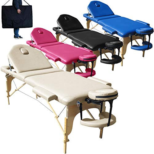 Beltom® Mobile Massagetisch Massageliege Massagebank 3 zonen klappbar Kosmetikliege Neu - Creme