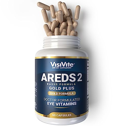Doctor Formulated AREDS 2 Plus Eye Vitamins with Zeaxanthin Plus Lutein - Bilberry and Grape Seed Extract - Premium Eye Health Formula - 60 Eye Supplement Capsules of VisiVite Gold Plus