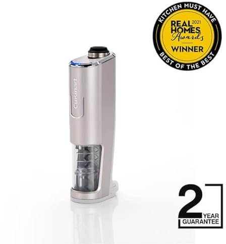 Cuisinart Cordless Wine Opener With Vacuum Sealer Cork screw bottle opener 8hour charge up to 50 bottles Integrated foil cutter Wine lovers gift, Silver