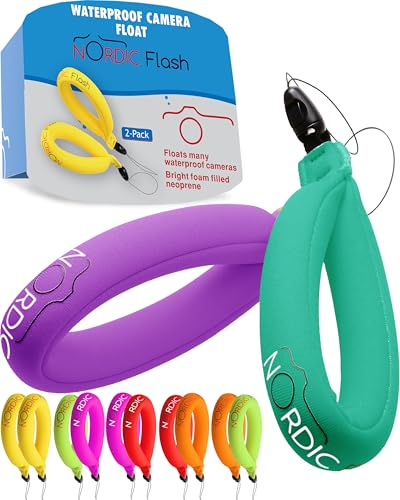 nordic flash Schwimmende Handschlaufe (2 Stück), Wasserdichtes Floating Strap, Schwimmende Handgelenkschlaufe Kompatibel mit Kamera, Handy, Schlüssel - Türkis & Lila