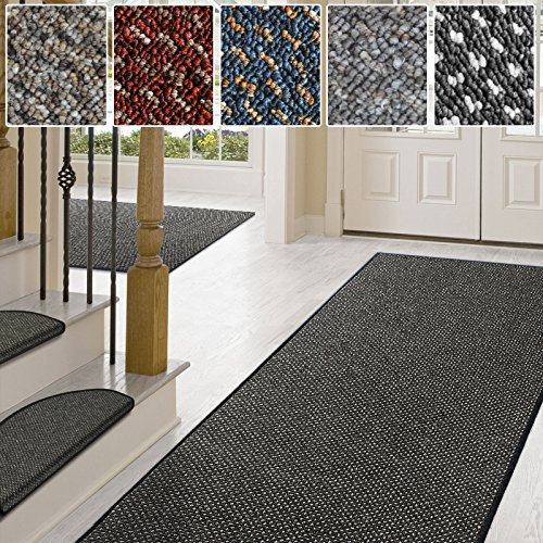 casa pura Teppich Läufer in zahlreichen Größen | Anthrazit, gepunktet | Qualitätsprodukt aus Deutschland | Teppichläufer mit GUT Siegel | Küchenläufer, Flurläufer (80x225 cm)