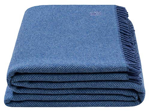 Must Relax-Decke – Wolldecke – hochwertiges Plaid aus reiner Schurwolle mit Fransen – 130x190 cm – 545 denim – von ’zoeppritz since 1828’