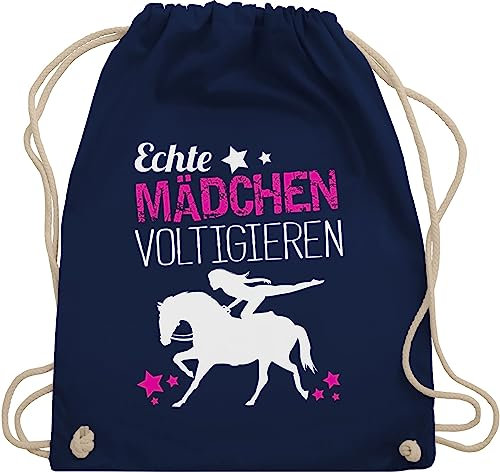 Turnbeutel Rucksack - Pferde - Taschen - Echte Mädchen voltigieren - Unisize - Navy Blau - voltigiertasche stalltasche pferd pferdeliebhaber volti beutel voltigierbeutel pferdebeutel pferdespruch